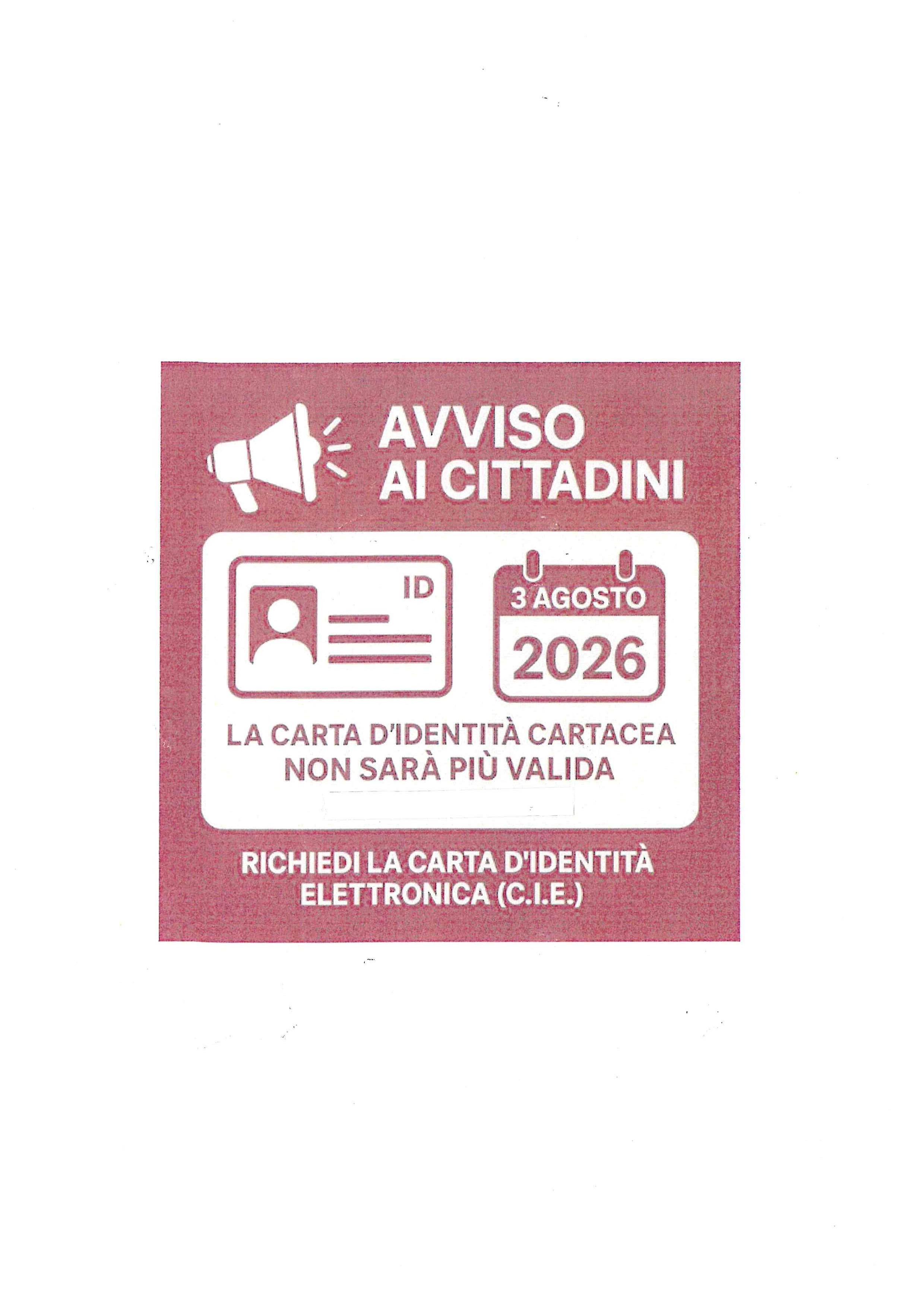 Avviso scadenza carte identità cartacee